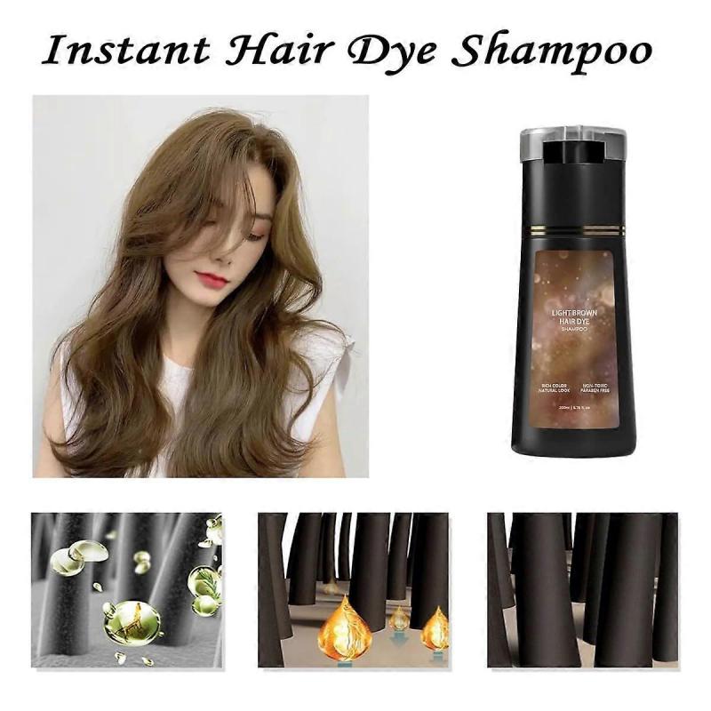 Light Brown Hair Dye Shampoo Fast Coloring 10 Minutes Gray Coverage for Men and Women