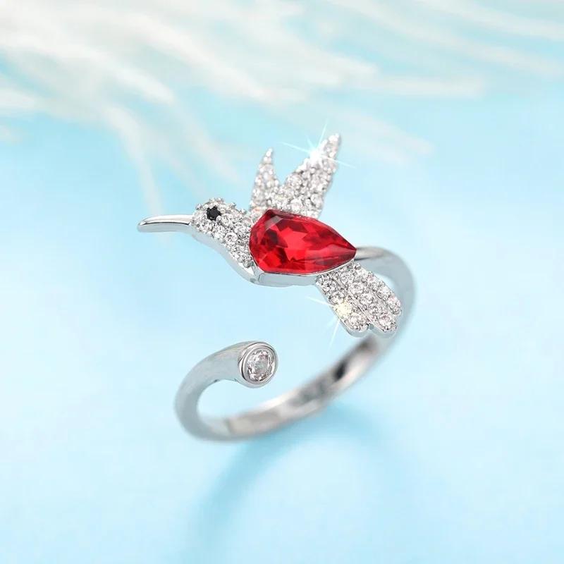 

Huitan Модные милые кольца с открытием в виде птиц для женщин Очаровательные изысканные блестящие аксессуары из кубического циркония Креативные милые вечерние циркониевые resizable