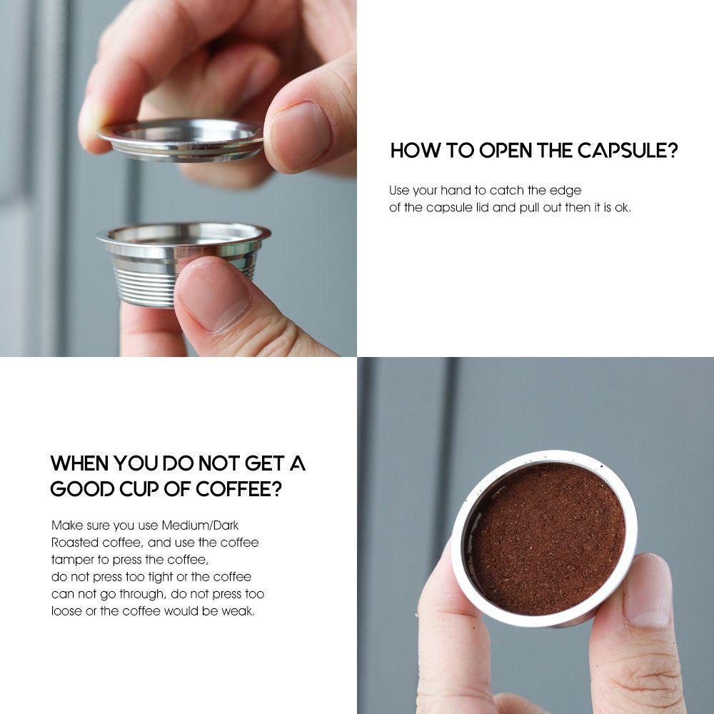 Steel Tamper Espresso Coffee Refillable Capsule Coffee Pod Holder Set Coffee Capsule Reusable Pods