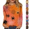 Women's Fashion Casual Halloween Printed Round Neck Long Sleeve Pullover Top
