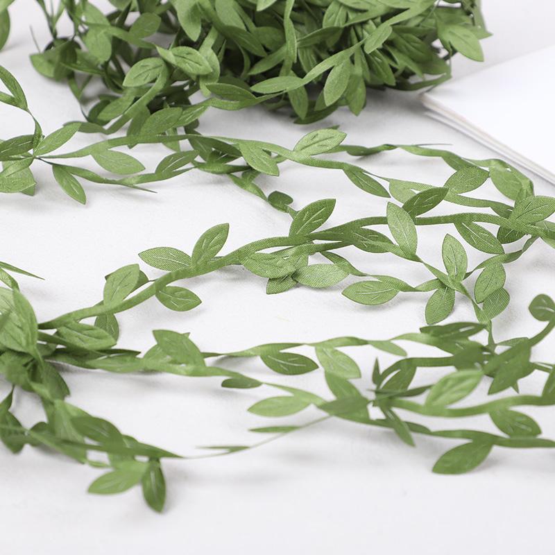 10/20M Green Silk Leaf-Shaped Handmake Artificial Leaves Faux Vines Bathroom Decorative Diy Wreath Accessories Home Decoreation