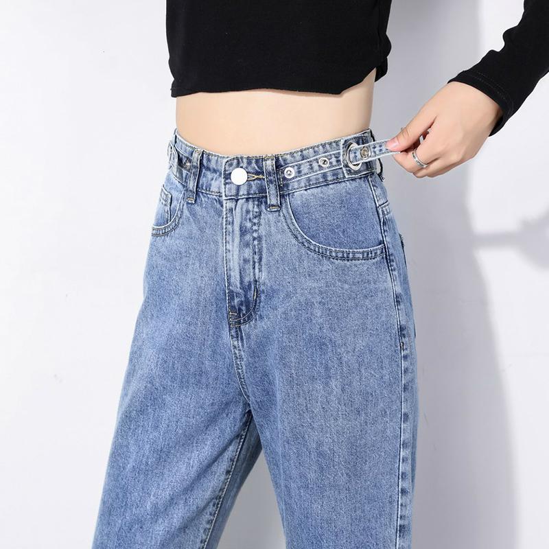Straight Jeans Women Plus Size High Waisted Denim Pants Wide Leg Vintage Streetwear Full Length Trousers Spring Summer