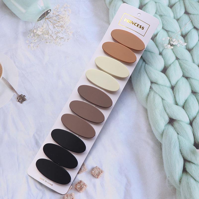 Set of 10 Beige Geometric BB Hair Clips: Versatile Style for Kids