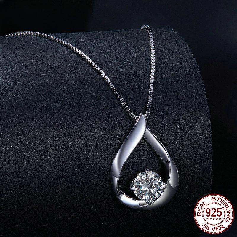 1CT Moissanite Waterdrop Necklace Lab Diamond 925 Sterling Silver Chain Necklace for Women Wedding Valentine's Day Gift