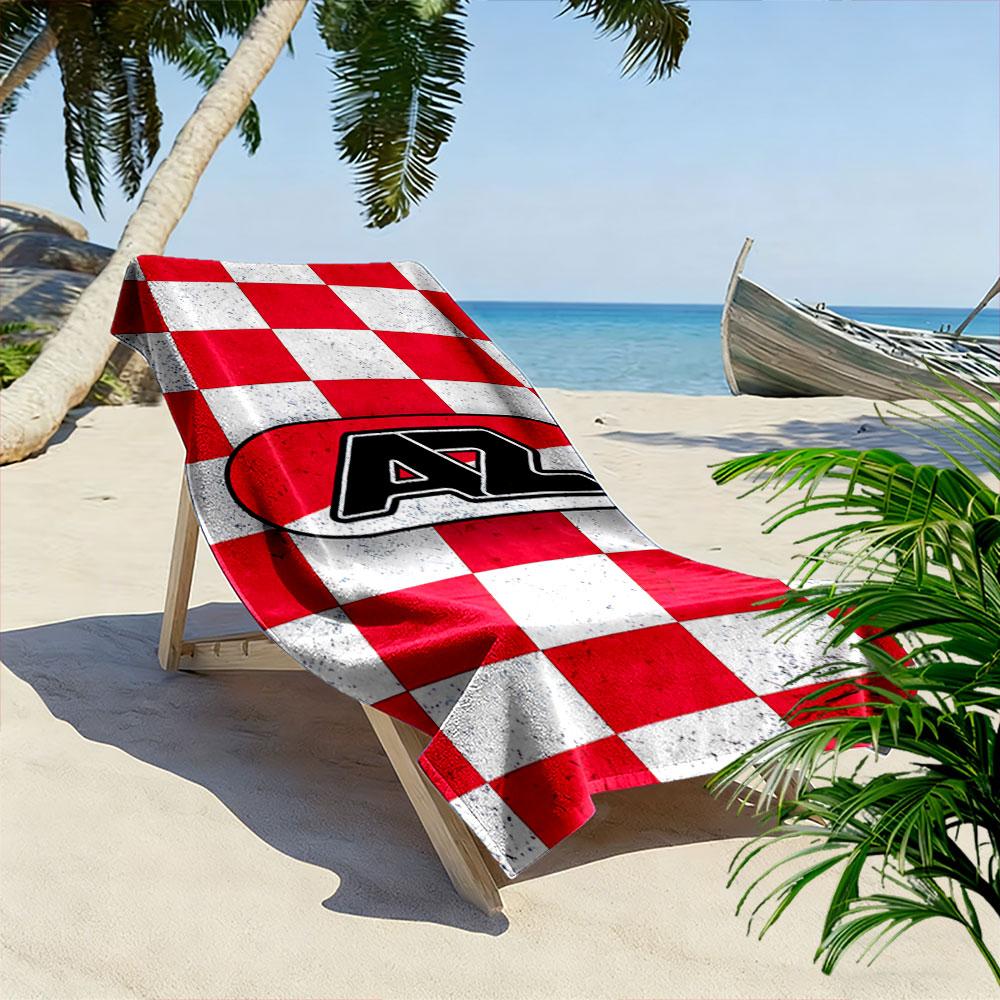 Red and White Checkered Towel Beach Towel Quick-drying for Travel Outdoor Sports Jogging Beach and Swimming