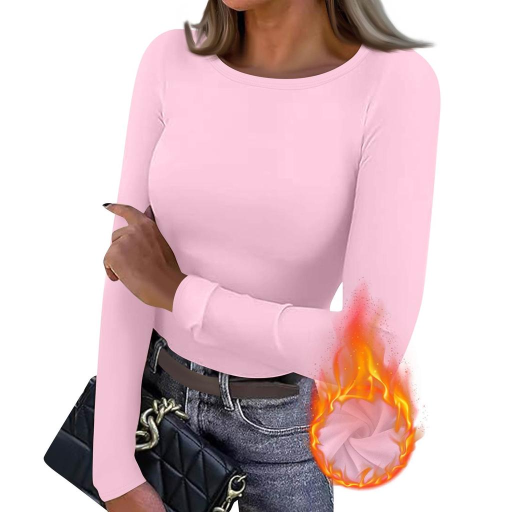 Women's  Slim Bottom T-shirt Fashion Casual Solid Color V-Neck Pullover Long Sleeve Top