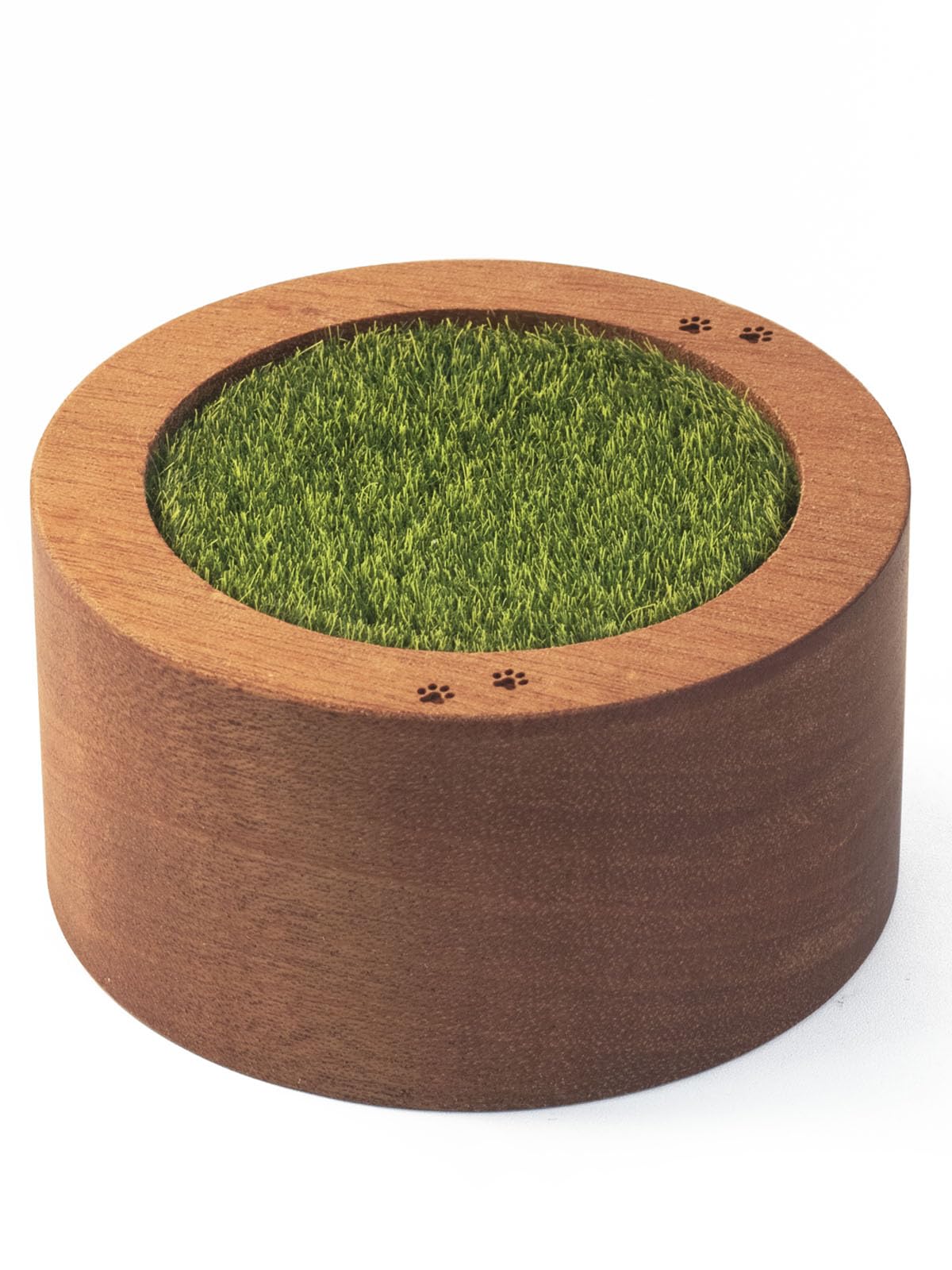 

Mini Pet Urn [Grass + Footprint] Wooden Memorial Urn for Keeping Ashes, Human, Cat, Dog, Rabbit, Paw Prints, Teeth, Hair, Remains, Sealed, Pet Altar
