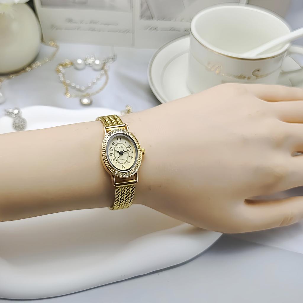Retro Braided Stainless Steel Mesh Strap Bohemian Style Women's Quartz Watch