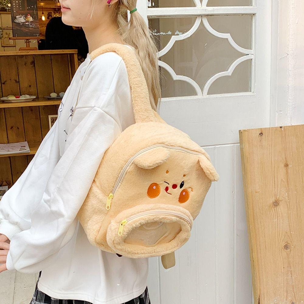 Large Capacity Sleep Dog Plush Backpack Stuffed Bear Plush Bag Bear Storage Bag  Kids Birthday Gift