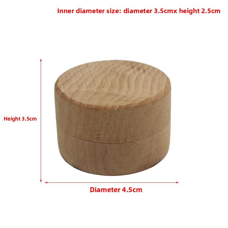 Round wooden box beech round ring box solid wood gift storage box earrings necklace