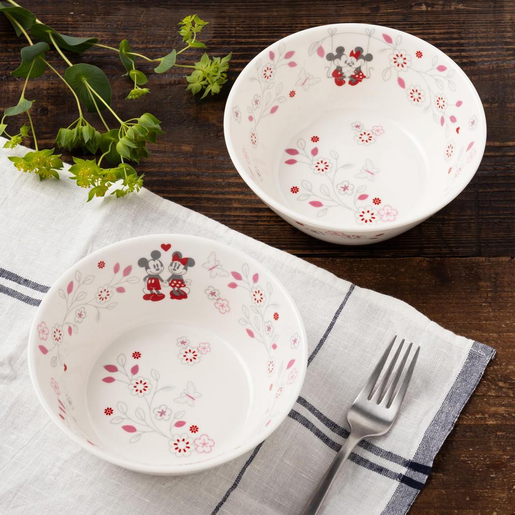 Maebata Disney Mickey Minnie Flower Salad Bowl 65083 & Set, Pink,