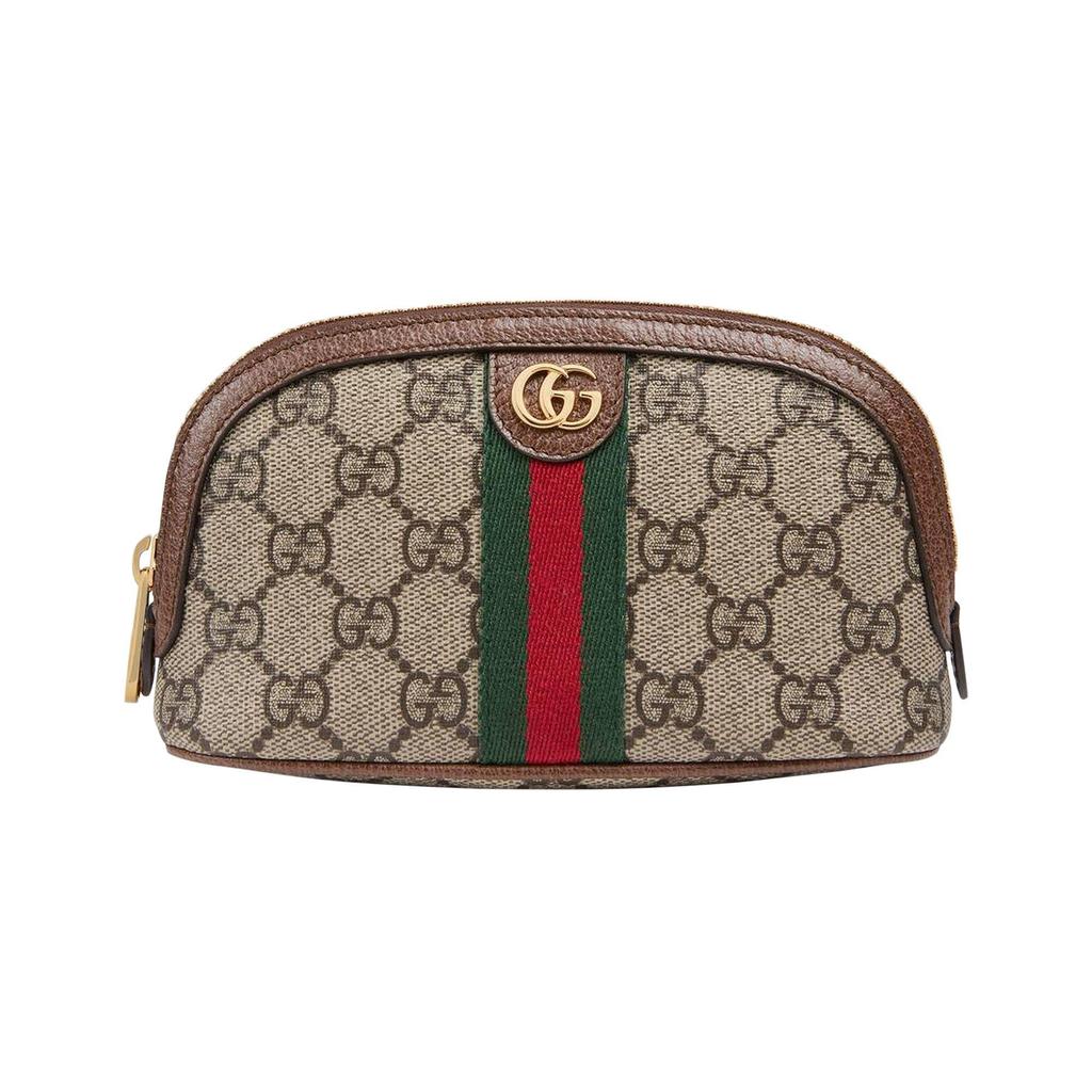 Gucci Ophidia Canvas Leather Clutch , Toiletry Bag , Makeup Bag Large Women's Ebony / Brown (Unisex) Makeup Bags 625550 96IWG 8745