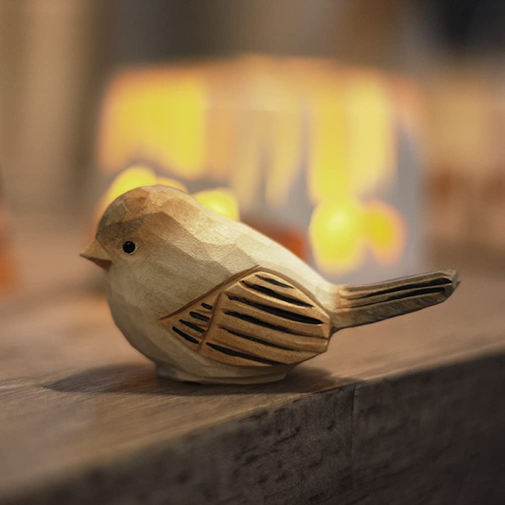 HIGHAWK Wooden Bird Ornament, Entryway Ornament, Cute Animal, Wood Carving, Toy, Gift for Kids, 3D Ornament, Bird Lover's Decor (Fat Bird, Ornamental