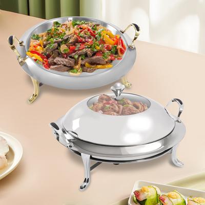 Round Chafing Dish Stainless Steel Buffet Party Food Servers Food Warmers