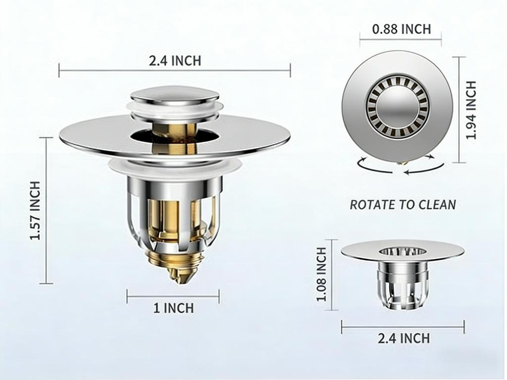 1pc Drain Strainer Filter Basin Pop-up Chrome Sink Filter With Hair Catcher Bathroom Sink Drain Stopper Easy Push Type