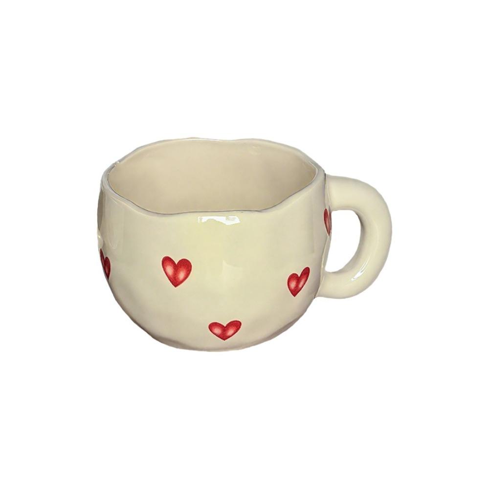 

Romantic Ceramic Coffee Mug 400ml Heart Water Cup Multipurpose Tea Cup Office бежевий
