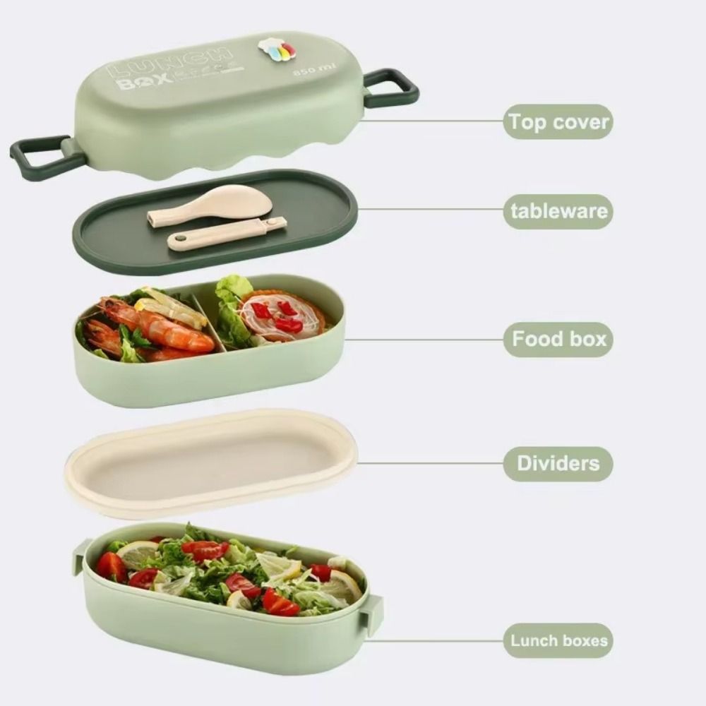3 Grids Divides Food Container Reusable Food Storage Crisper BPA-Free Snack Food Box  Travel