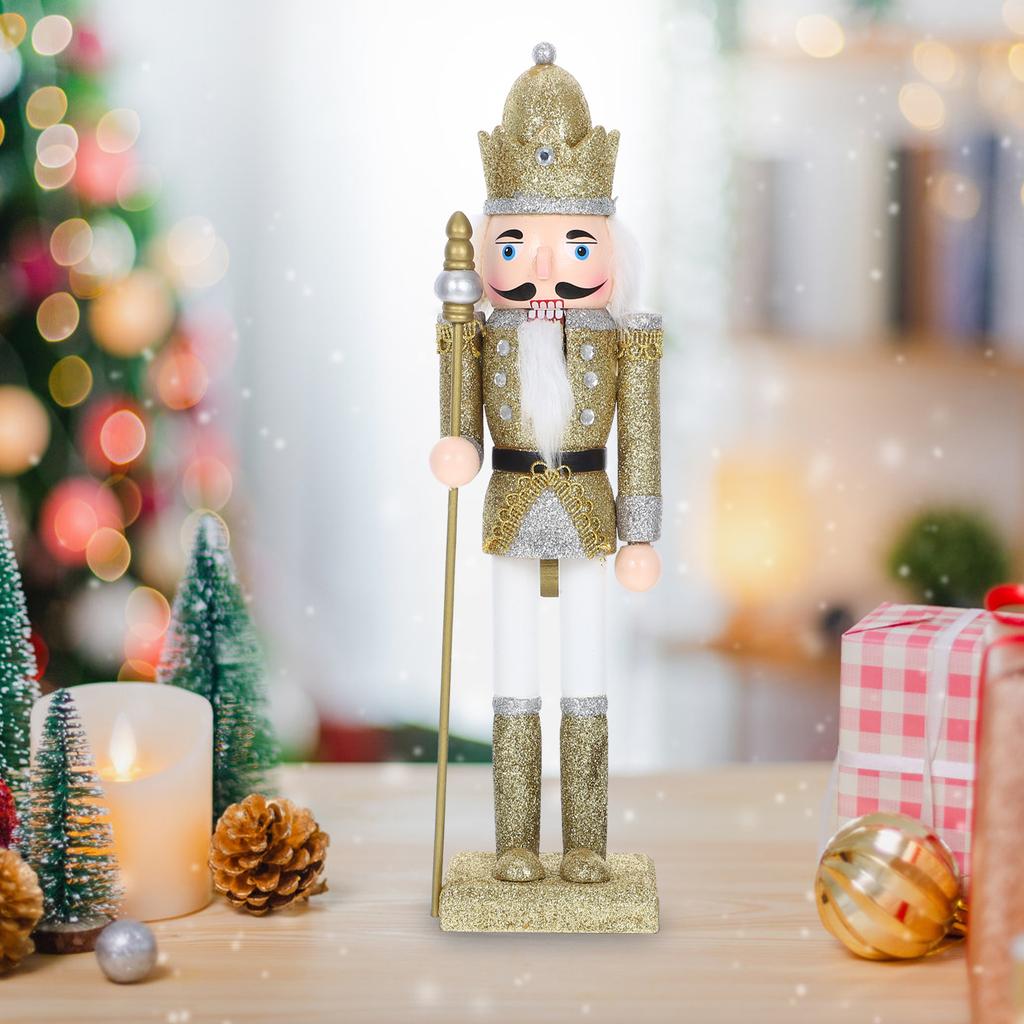 Wooden Nutcracker Soldier Christmas Decoration Classic Handcrafted Desktop Nutcracker Decor Festive Holiday Table Centerpiece