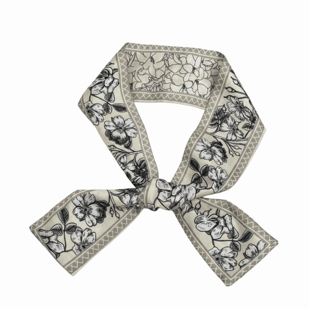 Elegant Skinny Scarf Retro Narrow Scarf Versatile Silk Scarf  for Women хаки