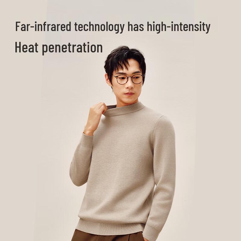 Jingdong Jingzao Men's Machine Washable Fleece-Lined Half-High Collar Sweater