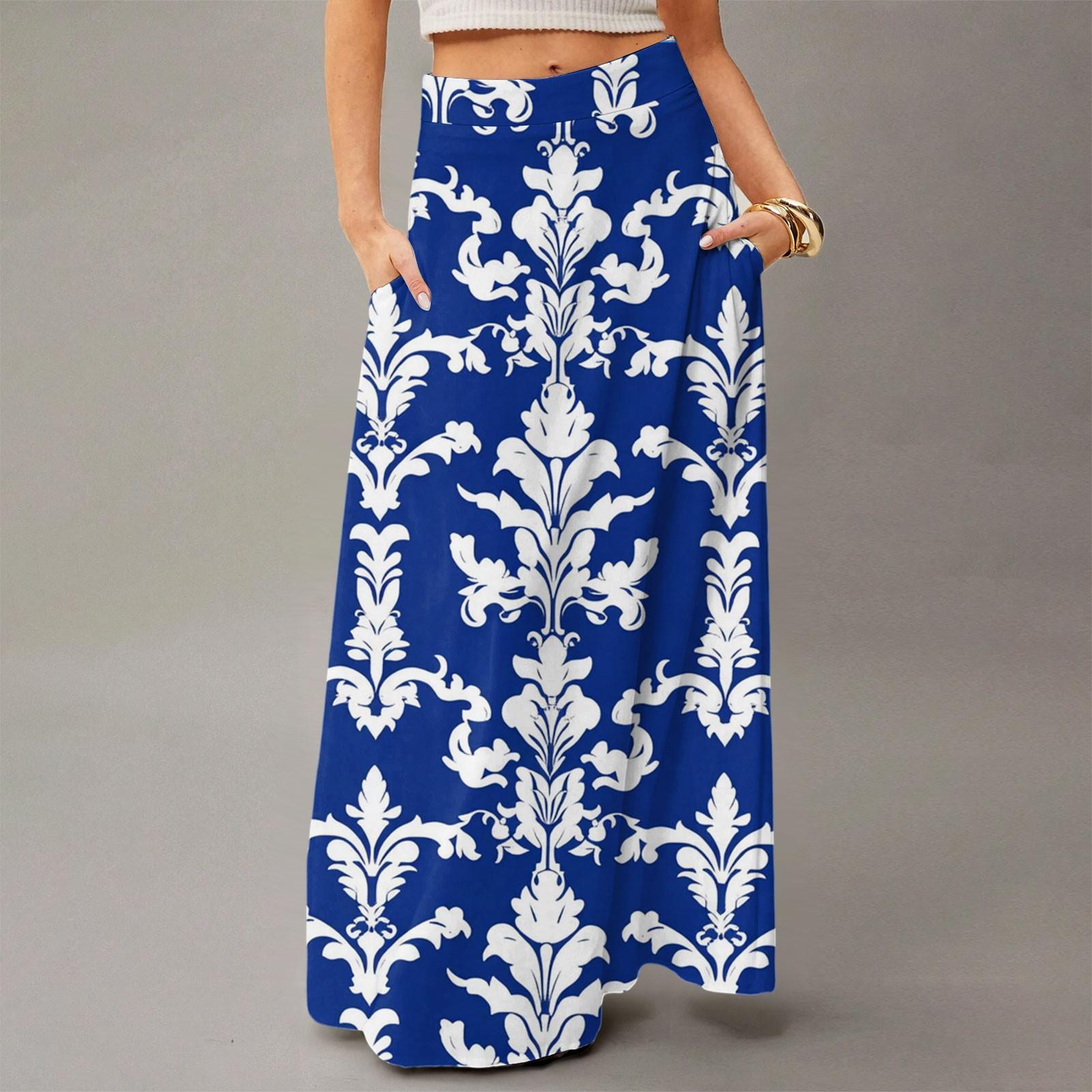 

Женское летящее платье макси обычное повседневное летнее с цветочным принтом в богемном стиле юбка L