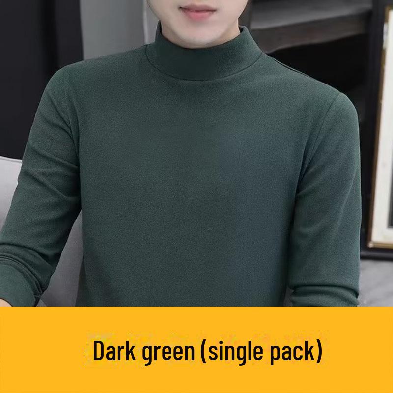 Men's Double-Sided Flannel Long-Sleeve Mid-Collar T-Shirt - Warm Winter/Spring Top (2022)