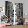 2pcs,2D Plane Printing Minimalist Curtains Snowman & Wildlife Winter Versatile Polyester (without Rod) Gifts Use for Bedroom,