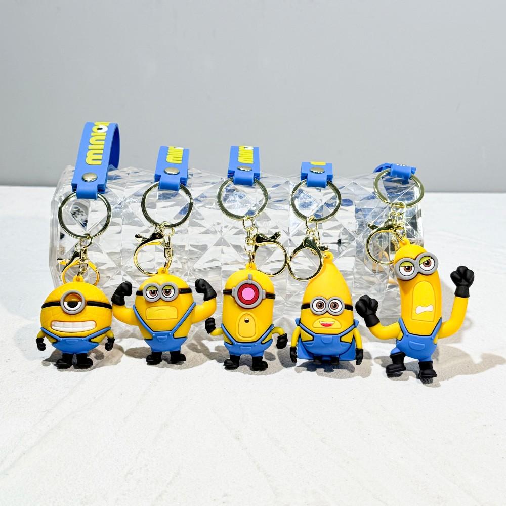 New Anime Minions Keychain Cartoon Child Toy Gift Key Ring Pvc Minion Doll Cute School Bag Pendant Car Key Chain Accessories