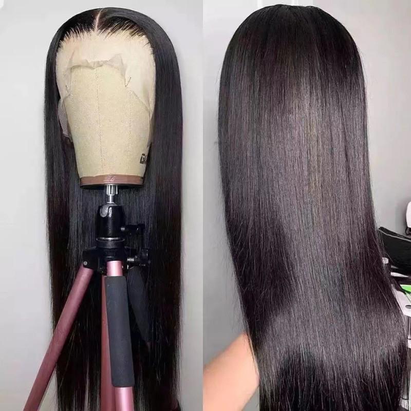 Womens Long Straight Lace Front Wig Synthetic Heat Resistant Hair Middle Part Natural Look