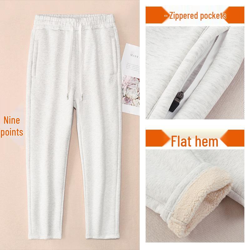 GAGN Women's Plus Size Winter Fleece-Lined High Waist Sweatpants with Zipper Pockets and Extra Long Fit.