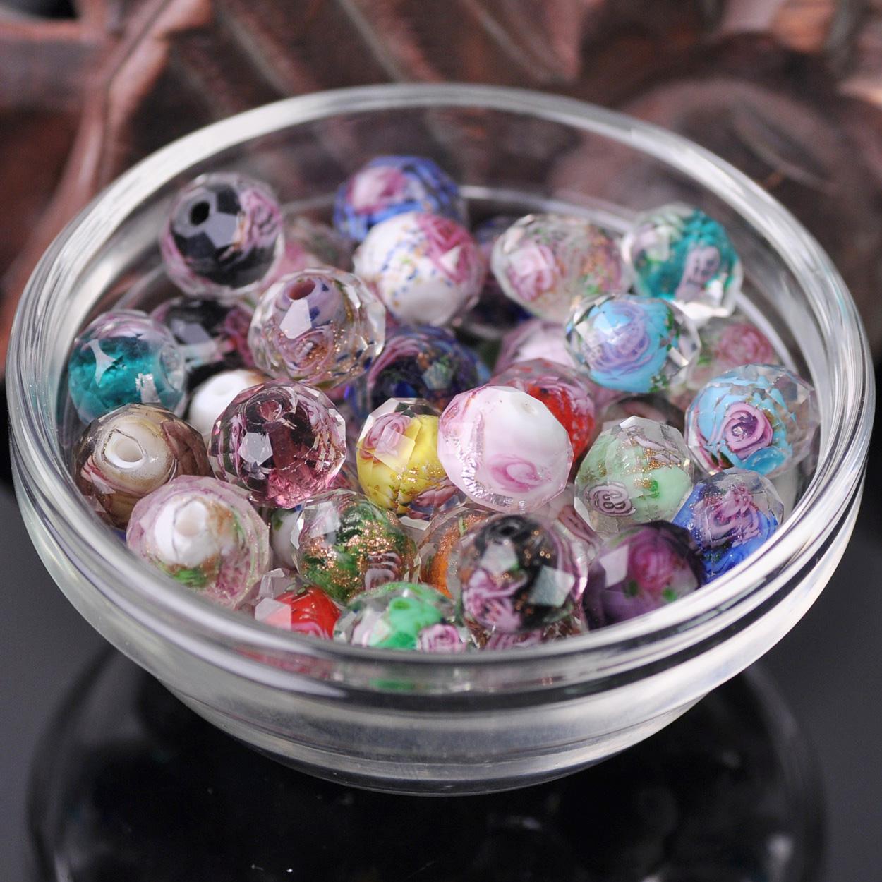 

20 шт. Рондель граненой формы 10 мм 12 мм Кристалл Цветок Лэмпворк Стекло Свободные Разделительные Бусины для Аксессуаров для Изготовления Ювелирных Изделий 10X8mm-20pcs