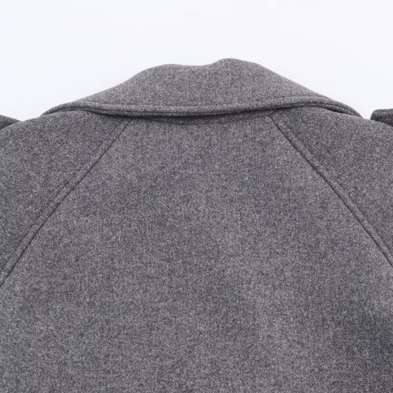 Womens Winter Streetwear Double-Breasted Wool Coat With Belt Loops Longline Trench Style
