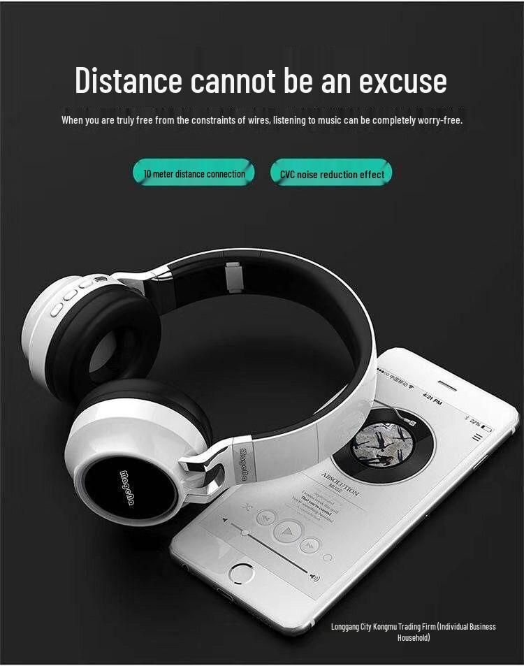 Luminous Over-Ear Wireless Bluetooth Headphones with Heavy Bass for Mobile, Computer, Sports, Music, and Gaming.