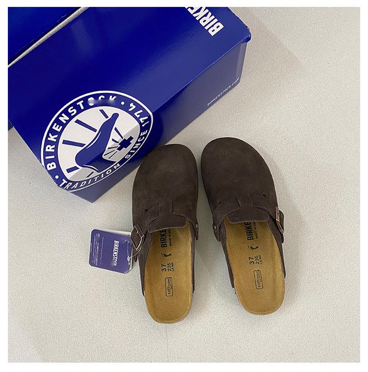 Unisex BK Pravá kůže Birkenstock Uzavřené Retro Mules s Korkovou Podrážkou – Pohodlné a Všestranné.