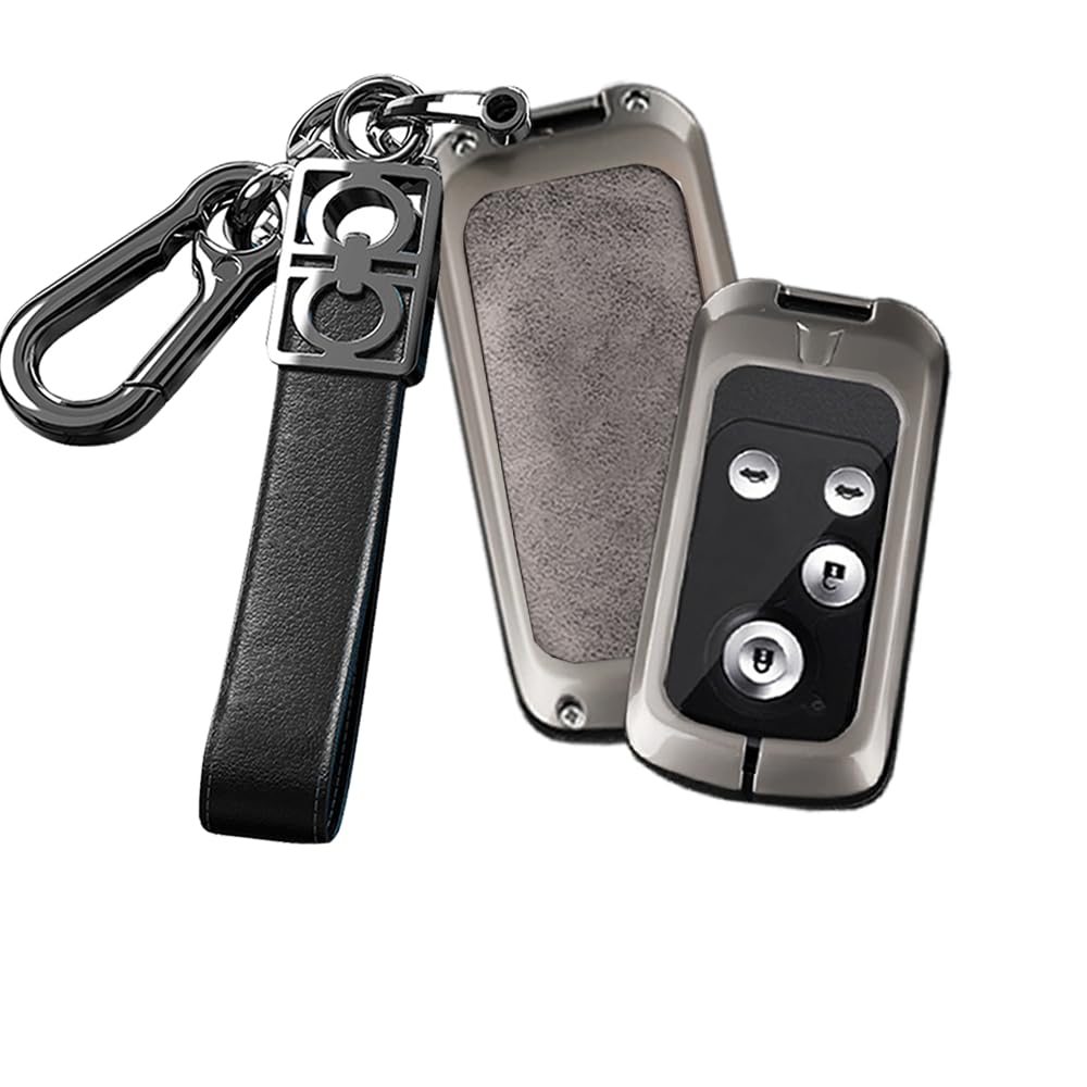 TECART Honda Key Cover, Aluminum Alloy, Genuine Leather, Full Protection, Key Chain, Step Wagon,