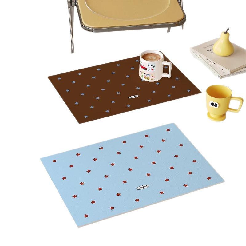 Cute Star Print Waterproof Placemat Heat Resistant Anti Slip Perfect For Kitchen Dining Table Coffee Table Decor