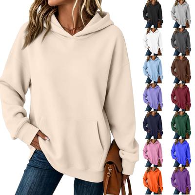 Damen Hoodie mit Taschen - Lässiger entspannter Pullover Farbe Sweatshirt