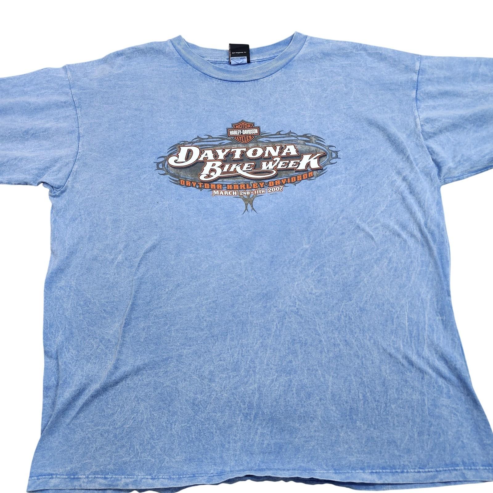 Harley-Davidson Shirt Mens XL Blue Daytona Bike Week Graphic Tee 2007 USA Unisex T-Shirt M