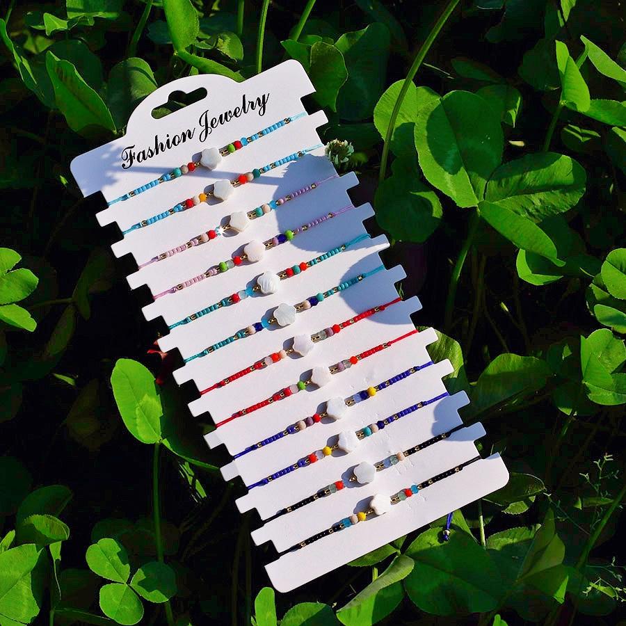 

12Pcs/Pack Bohemia String Bracelet For Women Girl Handmade Braided Shell Braslet Premium Weaven Seed Beads Braclet Beach Joias