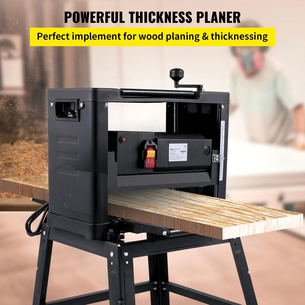 SucceBuy Electric Planer 12.5/13 Inch Thicknesser Wood Planer With Stand & Dust Exhaust 1800W 8000RPM for Woodworking Power Tool