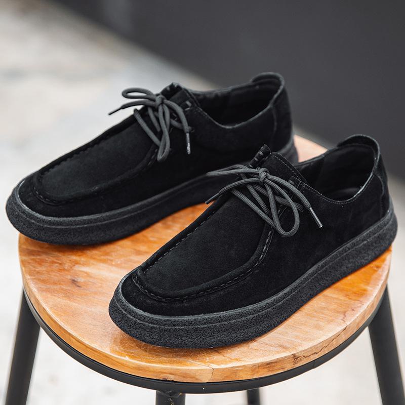 2793 genuine leather retro men's shoes British solid color simple and versatile anti-velvet cowhide hand-sewn casual shoes leather shoes