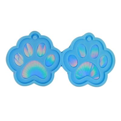 Light and Shadow Keychain Pendant Silicone Molds Cat Paw Holographic Earrings Mold DIY Ornaments Mould for Birthday Gift