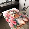 1PC Yorkie Roses Carpet Ultra Soft, Thick & Absorbent, Non Slip Machine Washable Mat for Entryway
