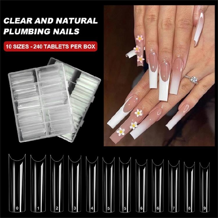 Extras Long C Curves False Nail Tips,Acrylic Fake Nail Tips French Nail Tip Half Cover Square/Full Cover Almond Nail Tip