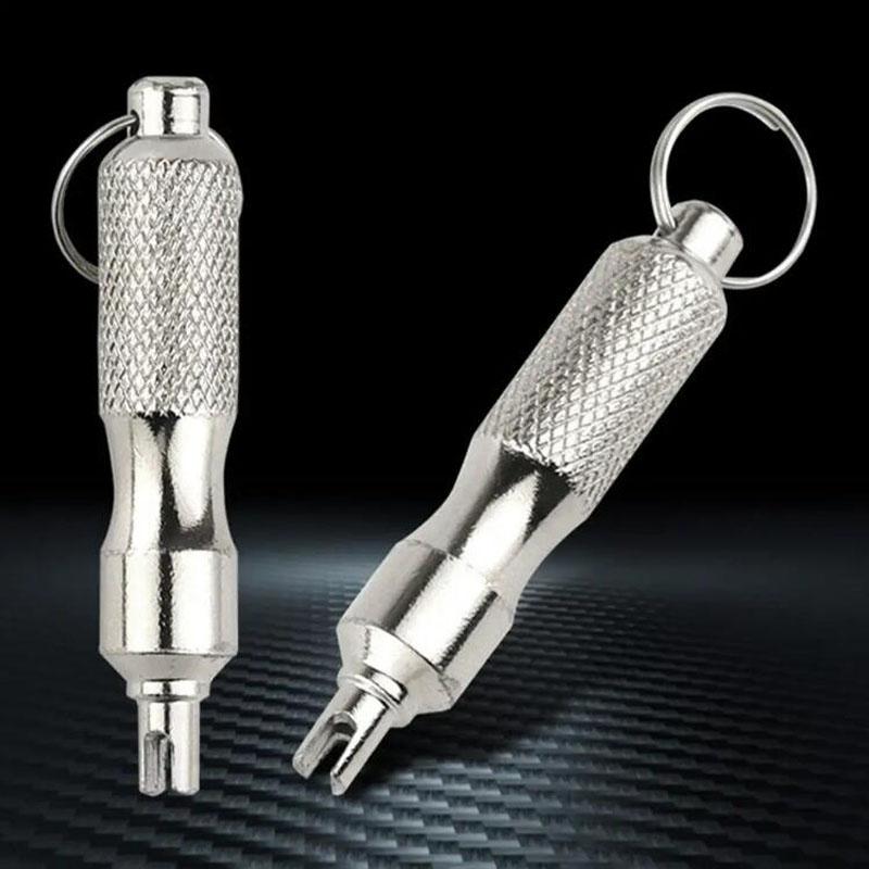 Auto Truck Bicycle Wheel Repair Screwdriver Tire Repair Tool Stem Puller Stainless Steel Keychain Valve Removal Tool