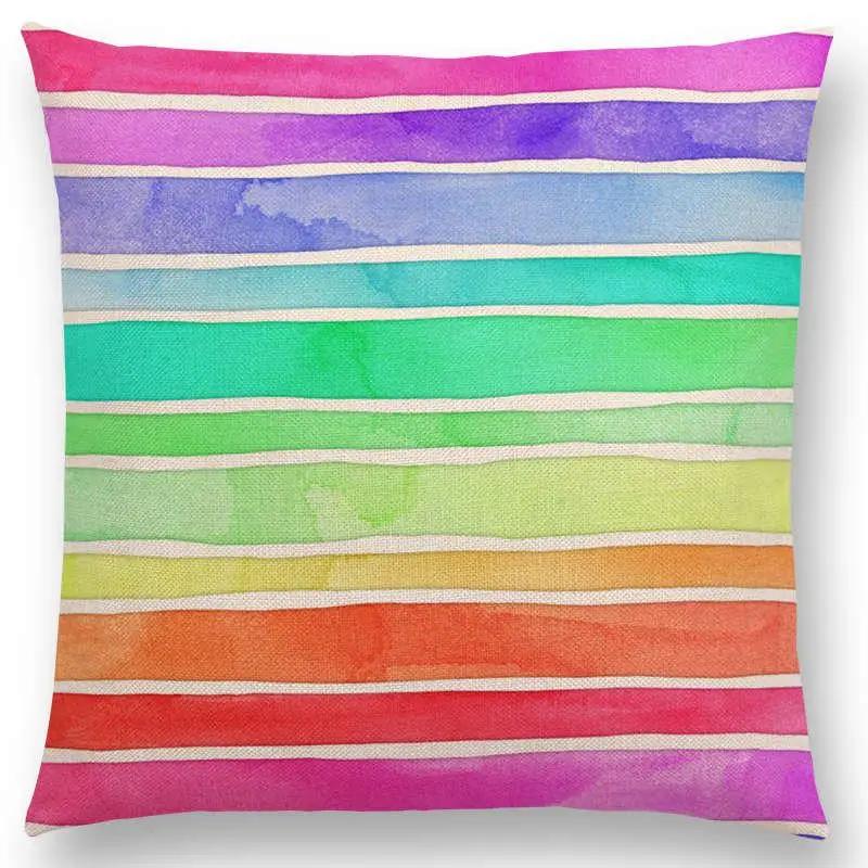 New Abstract Iridescent Stripes Bubbles Pastel Rainbow Geometric Painting Watercolor Sofa Throw Pillow Case Car Cushion Cover