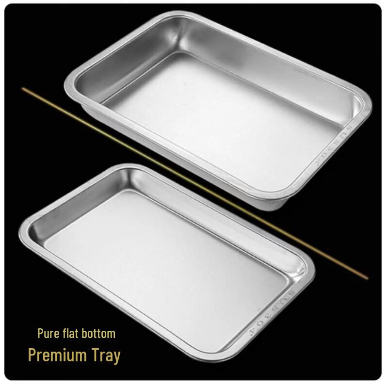 Food-Grade 304 Stainless Steel Rectangular Tray
