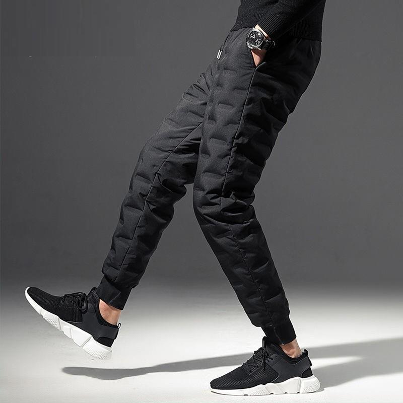 Men's Winter High-Waist Slimming Down Pants - Thick, Warm, and Slim Fit with Small Leg Design (2022).