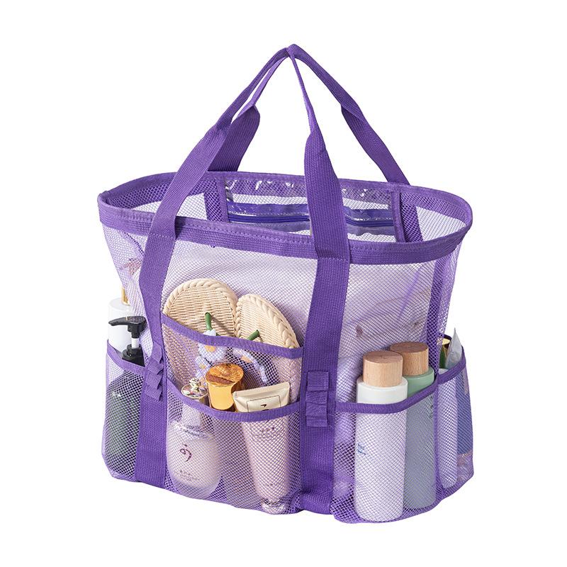 Large Capacity Mesh Beach Bag Multifunctional Travel Tote for Swimming Portable Single Shoulder Bag with Swimsuit Storage