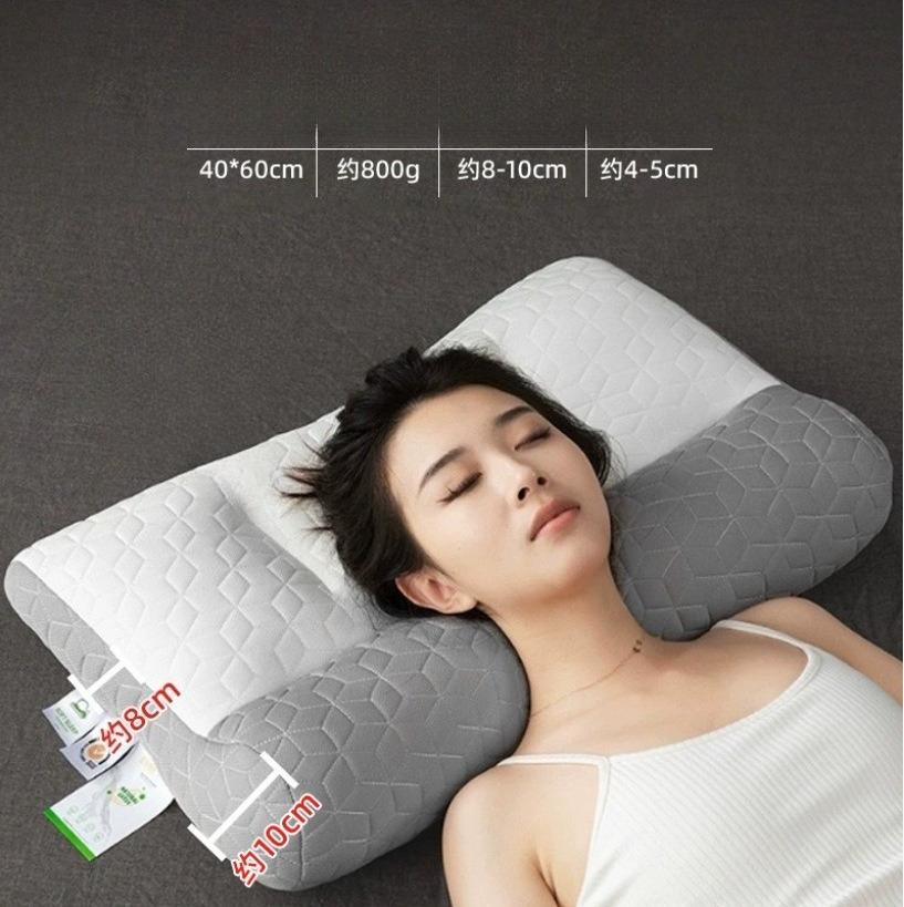 Zoned Sleep-Assisting Pillow, Cervical Reverse Traction Pillow, Soy Fiber Neck Support Pillow Core, Knitted Household Pillow for Student Dormitory